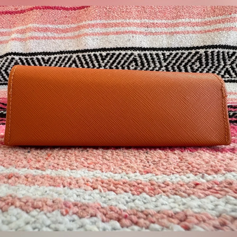Tory Burch Orange Leather Eyewear Glasses Case